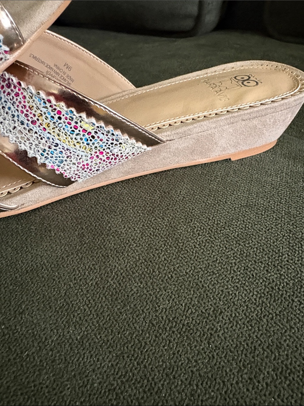Rara Avis Multicolored Leather Sandals Rose Gold w/ Crisscross Strap - Picture 8 of 10